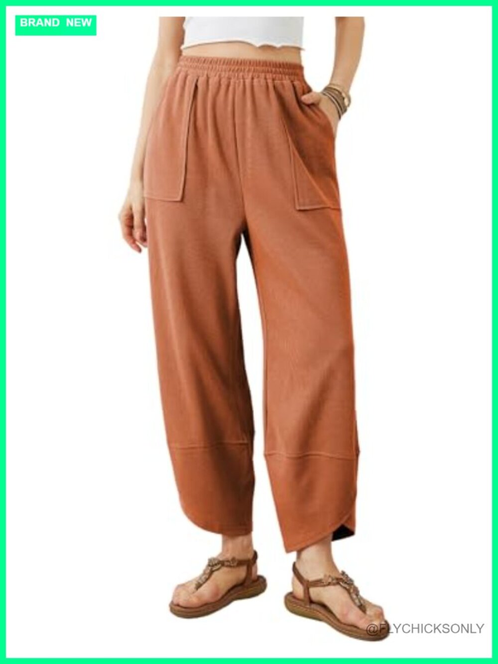 Womens Baggy Wide Leg Palazzo Pants Elastic Waist Harem Pull On Casual
